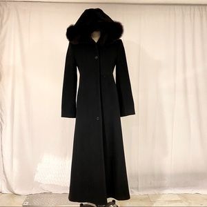 Searle cashmere blend Hooded fur long peacoat
